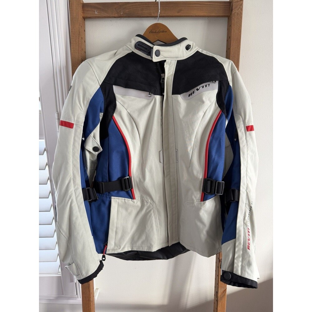 REV’IT Sand Ladies Motorcycle Jacket ADV Touring Waterproof Armor White Blue Red